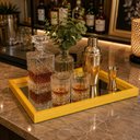 Ver imagem 6 de Bandeja Espelhada Madeira Decorativa Aparador Mesa Bar Organizador Multiuso Tacas Perfumes Cosmetico