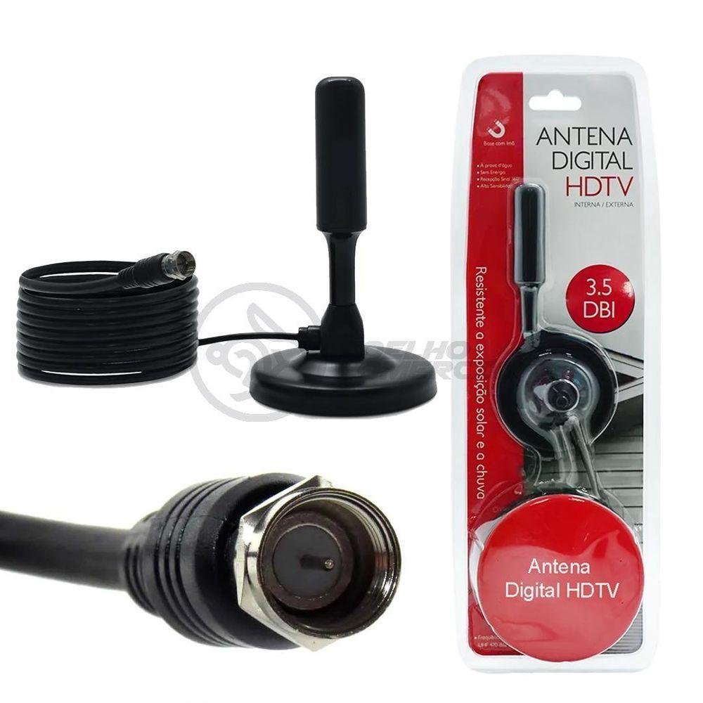 Antena Digital Portátil Interna e Externa Full Hdtv Vhf 4k - 1