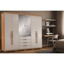 Ver imagem 1 de Guarda Roupa Casal 6 Portas (2 C/ Espelho) e 4 Gavetas C/ Pés Giardino Amendola/nude Prime Tx - Dem