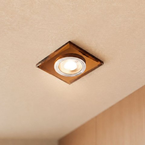 7 Spot Quadrado de Embutir em Cristal Cobre Espelhado MR16 ACE80
