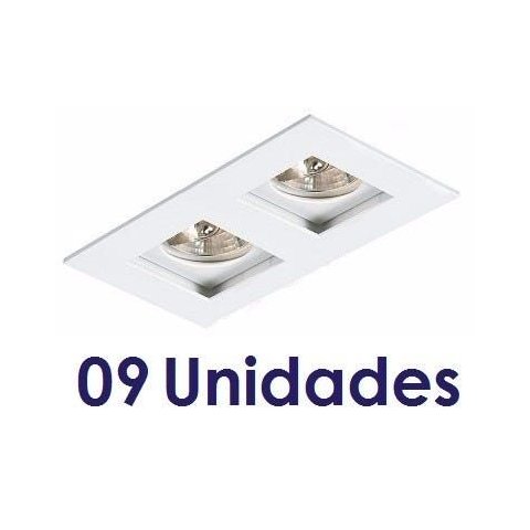 Kit 9 Spot de Embutir Recuado Duplo Par 20 Branco Sala AC879