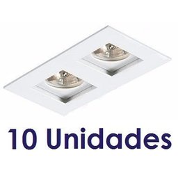 Kit 10 Spot Embutir Recuado Duplo Par 20 Branco Sala Ac879 - 1