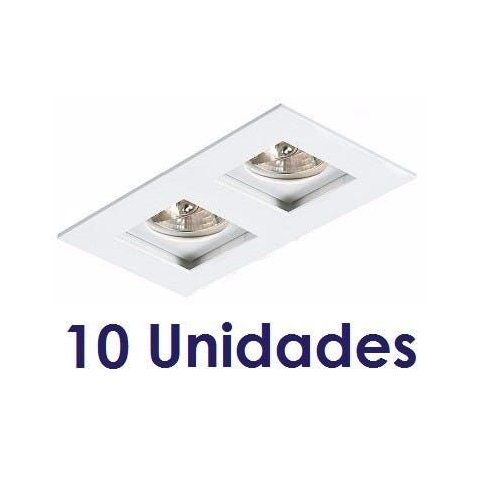 Kit 10 Spot Embutir Recuado Duplo Par 20 Branco Sala AC879
