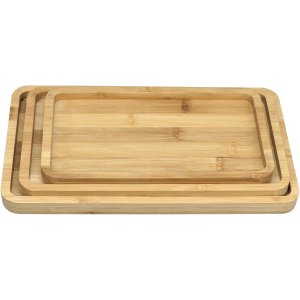 Jogo 3 Bandejas para Servir Home&co Retangular Bambu Natural