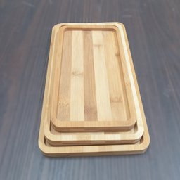 Jogo 3 Bandejas para Servir Home&co Retangular Bambu Natural - 3