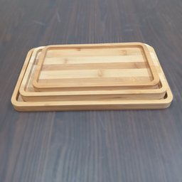 Jogo 3 Bandejas para Servir Home&co Retangular Bambu Natural - 2