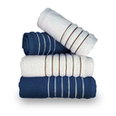 Ver imagem 1 de Jogo com 4 Toalhas Wave Premium 450g/m² Algodão Banhão e Rosto Azul e Branco