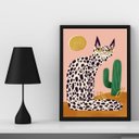 Ver imagem 2 de Quadro Decorativo Gato Abaporu Tarcila 24x18cm - com Vidro:madeira Branca