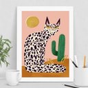 Ver imagem 1 de Quadro Decorativo Gato Abaporu Tarcila 24x18cm - com Vidro:madeira Branca