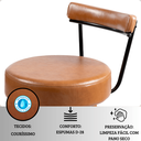 Ver imagem 4 de Kit 3 Banquetas Altas 60 Cm Estofada Corino Amarula com Encosto Retrô P/ Cozinha Área Gourmet Balcão