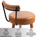 Ver imagem 5 de Kit 3 Banquetas Altas 60 Cm Estofada Corino Amarula com Encosto Retrô P/ Cozinha Área Gourmet Balcão