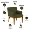 Ver imagem 4 de Poltrona Decorativa para Sala de Estar Base Mel Beatriz W01 Linho Verde - Lyam Decor