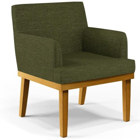 Poltrona Decorativa para Sala de Estar Base Mel Beatriz W01 Linho Verde - Lyam Decor
