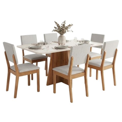 Conjunto Sala de Jantar Mesa 1,60m Moove 6 Cadeiras Linda Viero