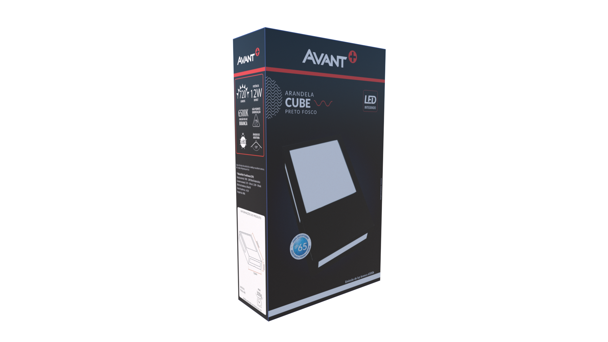 Arandela Led Cube Preto Fosco 6500k 12w Branco Frio Bivolt Avant ...