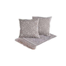 Kit 5 Peças Xale para Sofá 1,35x1,35m com Almofadas Cheias Dupla Face Grécia Jacquard Cor Caqui - 6