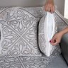 Kit 5 Peças Xale para Sofá 1,35x1,35m com Almofadas Cheias Dupla Face Grécia Jacquard Cor Caqui - 2