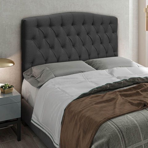 Cabeceira Greta Cama Box King 195cm Linho Grafite