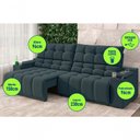 Ver imagem 6 de Sofá Connect Premium 2,30m Assento Retrátil-reclinável com Porta Copos e Entrada Usb Suede Petró