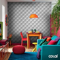 Papel de Parede Efeito Gesso 3D Geométrico Flor 1 9m - 3