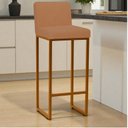 Ver imagem 3 de Kit 2 Banquetas Andy Moderna Ferro Dourado Estofado Suede Terra Cota