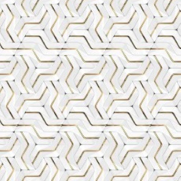 Papel de Parede Efeito Gesso 3D Geométrico Divo Gold 6m - 1