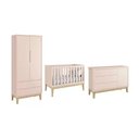 Ver imagem 1 de Dormitório Classic 2 Portas e Cômoda com Porta Rosa com Pés Madeira Natural - Reller Móveis Rosa