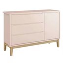 Ver imagem 2 de Dormitório Classic 2 Portas e Cômoda com Porta Rosa com Pés Madeira Natural - Reller Móveis Rosa