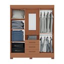 Ver imagem 2 de Roupeiro Obsidian 100% MDF Capelinha 4 Portas e 3 Gavetas Kit de Espelho e Pés