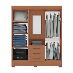 Guarda Roupa solteiro Tuboarte Onix 100% MDF Capelinha 4 Portas e 3 Gavetas Kit de Espelho e Pés - 2