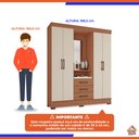 Ver imagem 4 de Guarda Roupa solteiro Tuboarte Onix 100% MDF Capelinha 4 Portas e 3 Gavetas Kit de Espelho e Pés