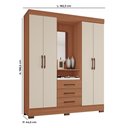 Ver imagem 3 de Roupeiro Obsidian 100% MDF Capelinha 4 Portas e 3 Gavetas Kit de Espelho e Pés