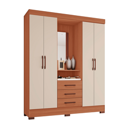 Guarda Roupa solteiro Tuboarte Onix 100% MDF Capelinha 4 Portas e 3 Gavetas Kit de Espelho e Pés - 5