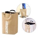 Ver imagem 1 de Cesto Organizador Bolsa Dobrável com Alça Marrom