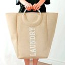 Ver imagem 5 de Cesto Organizador Bolsa Dobrável com Alça Marrom