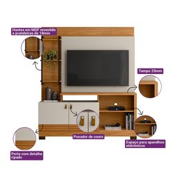 Estante Home Ripado para Tv 50 Polegadas Alagoas Linea Brasil - 3
