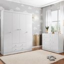 Ver imagem 1 de Jogo de Quarto Infantil Isis com Guarda Roupa 4 Portas, Cômoda 1 Porta - Phoenix Baby