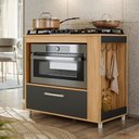 Ver imagem 1 de Balcão Cozinha para Cooktop 4 e 5 Bocas com Espaço para Forno Moderno com Gaveta