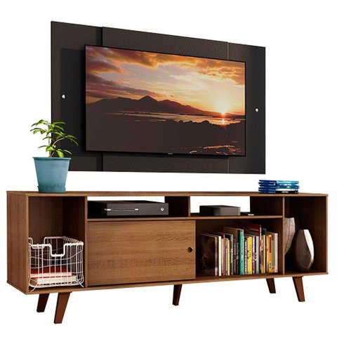 Rack e Painel para TV até 58" Cancun Rustic/preto Madesa