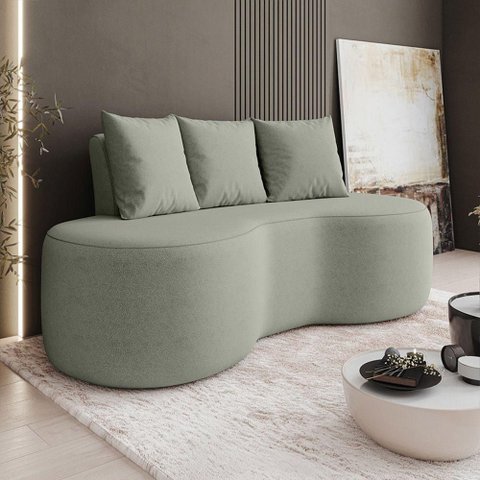 Sofá Benin 2 Lugares 160cm Verde Menta Bouclê Orgânico D'Rossi