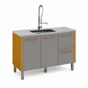 Ver imagem 2 de Balcão para Pia 2 Portas 2 Gavetas 120cm MDF Linha Demi Espresso Móveis Cinza/Cinamomo/Acetinado
