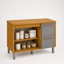 Ver imagem 4 de Balcão para Pia 2 Portas 2 Gavetas 120cm MDF Linha Demi Espresso Móveis Cinza/Cinamomo/Acetinado