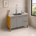 Ver imagem 1 de Balcão para Pia 2 Portas 2 Gavetas 120cm MDF Linha Demi Espresso Móveis Cinza/Cinamomo/Acetinado