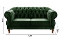 Ver imagem 2 de Sofá 2 Lugares Duquesa Chesterfield Namoradeira Bella Decor - Veludo Verde 270