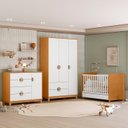 Ver imagem 1 de Quarto Bebê Completo Crescer 100% MDF Berço 3 em 1 Cômoda Sapateira e Guarda Roupa Cinamomo Branco