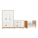 Ver imagem 2 de Quarto Bebê Completo Crescer 100% MDF Berço 3 em 1 Cômoda Sapateira e Guarda Roupa Cinamomo Branco