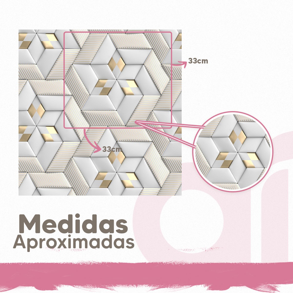 Papel de Parede Efeito Gesso 3d Gold Cinza Geometrico 3m - 4