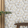 Papel de Parede Efeito Gesso 3d Gold Cinza Geometrico 3m - 1