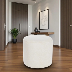 Puff Perse Decorativo Tecido Linho Banqueta Puffe Redondo