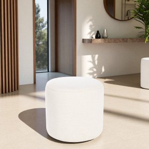 Puff Perse Decorativo Tecido Linho Banqueta Puffe Redondo